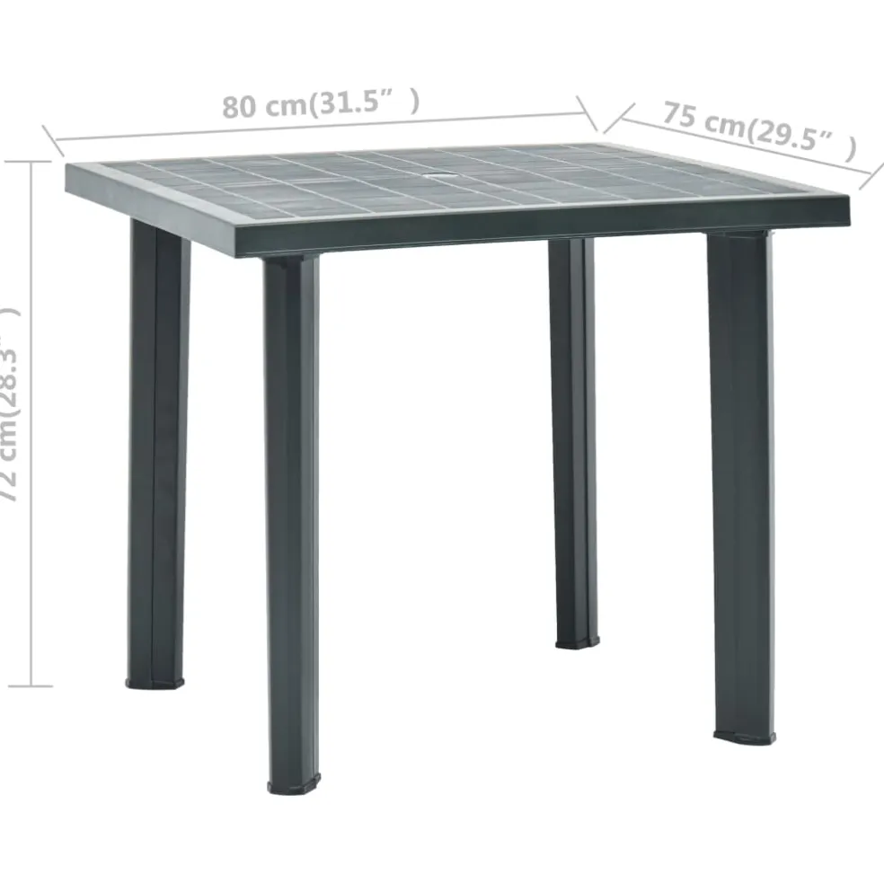 vidaXL Tuintafel 80x75x72 cm kunststof groen