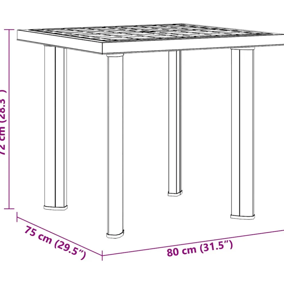 vidaXL Tuintafel 80x75x72 cm kunststof groen