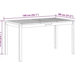 vidaXL Tuintafel 140x80x74 cm massief acaciahout