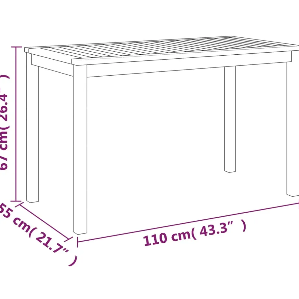 vidaXL Tuintafel 110x55x67 cm massief acaciahout