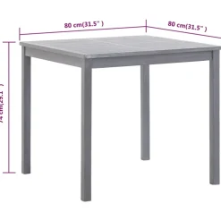 vidaXL Tuintafel 80x80x74 cm massief acaciahout grijs