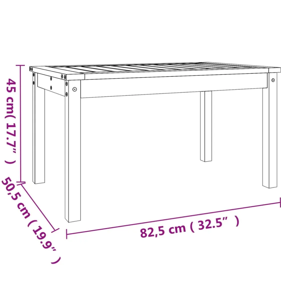 vidaXL Tuintafel 82,5x50,5x45 cm massief grenenhout