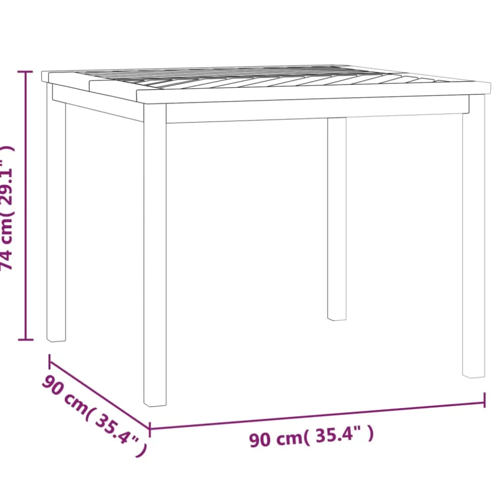 vidaXL Tuintafel 90x90x74 cm massief acaciahout