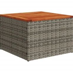 vidaXL Tuintafel 55x55x37 cm poly rattan en acaciahout grijs