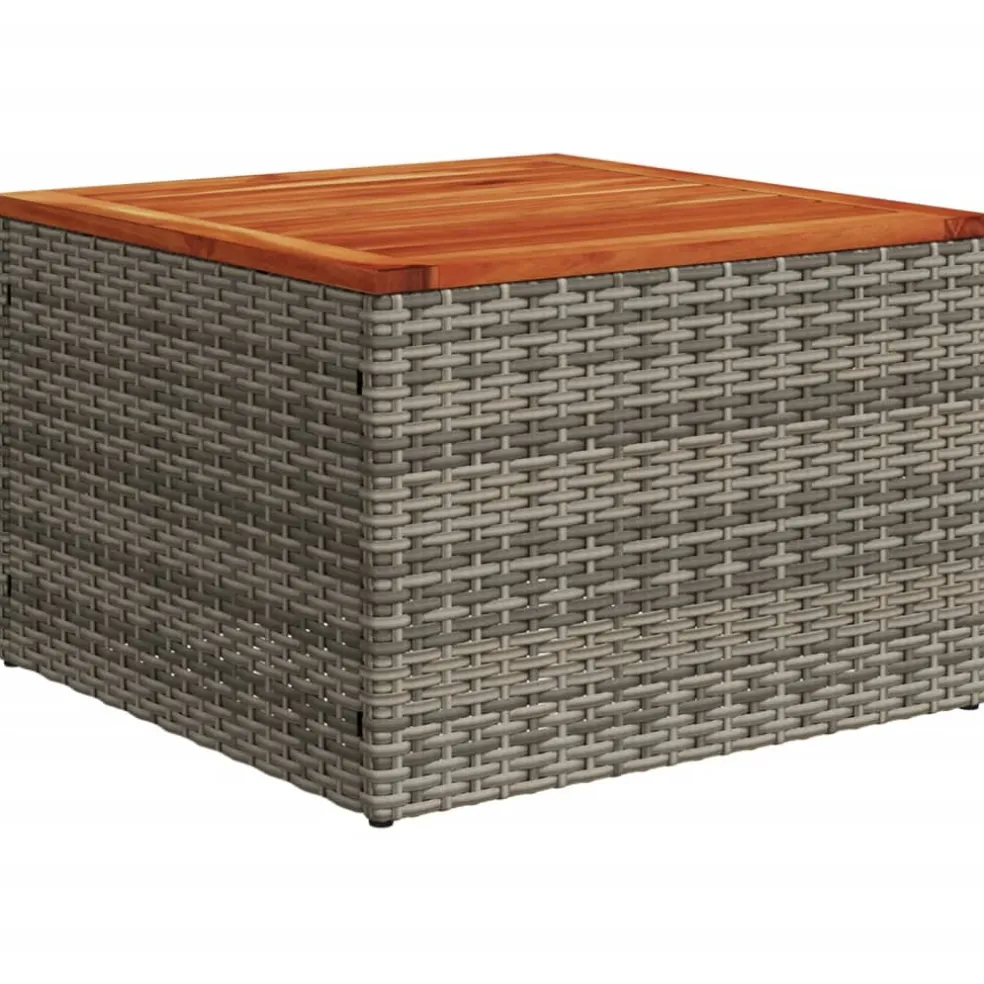 vidaXL Tuintafel 55x55x37 cm poly rattan en acaciahout grijs
