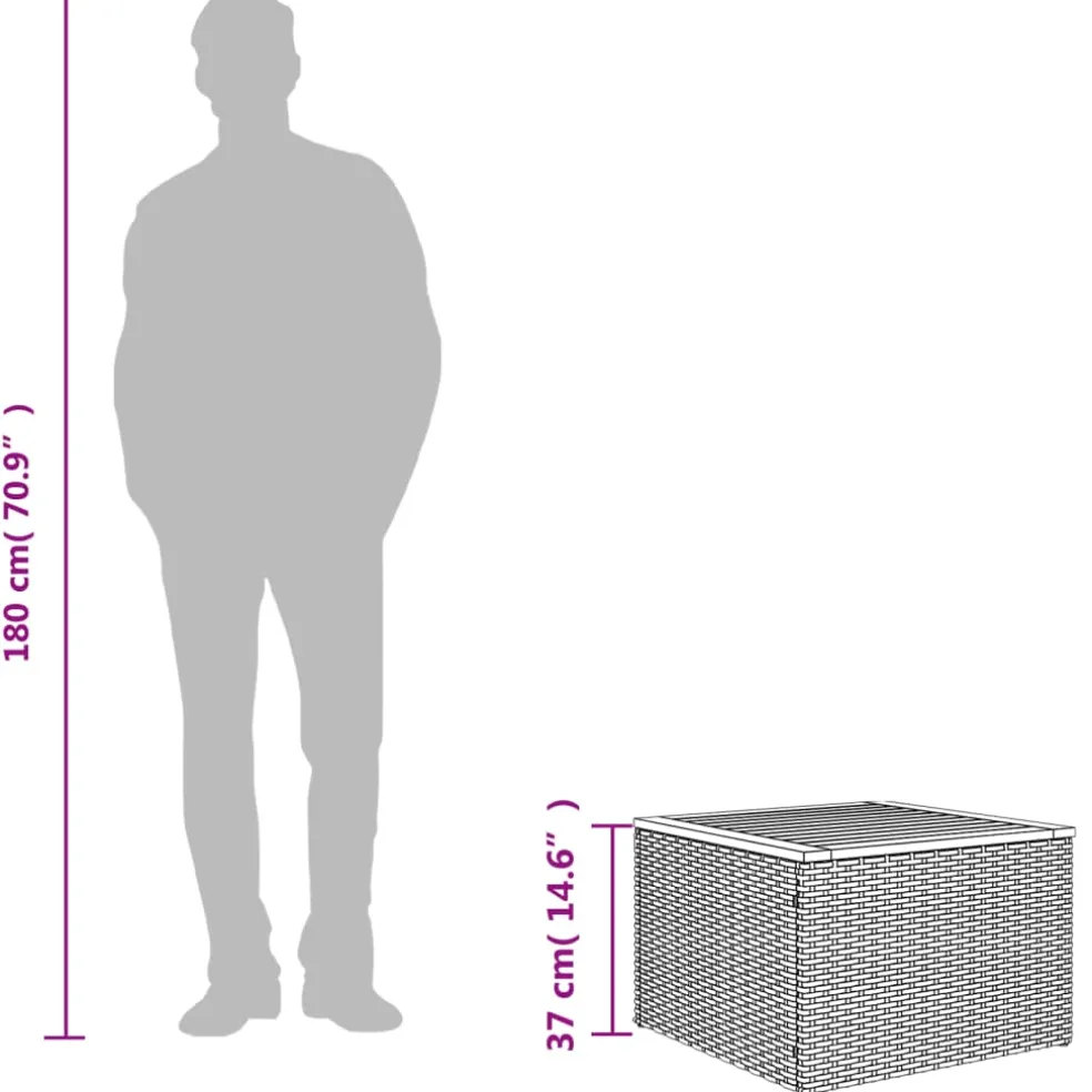 vidaXL Tuintafel 55x55x37 cm poly rattan en acaciahout grijs