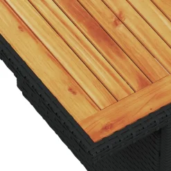 vidaXL Tuintafel 100x55x73 cm poly rattan en acaciahout zwart