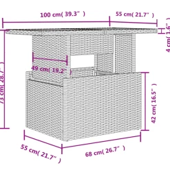 vidaXL Tuintafel 100x55x73 cm poly rattan en acaciahout zwart