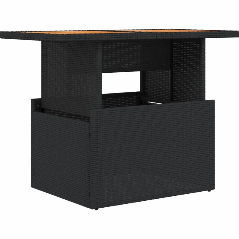 vidaXL Tuintafel 100x55x73 cm poly rattan en acaciahout zwart