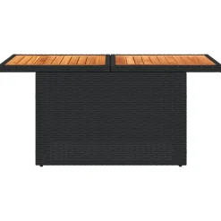 vidaXL Tuintafel 100x55x73 cm poly rattan en acaciahout zwart