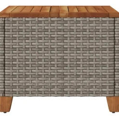 vidaXL Tuintafel 45x45x37 cm poly rattan en acaciahout grijs