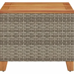 vidaXL Tuintafel 45x45x37 cm poly rattan en acaciahout grijs