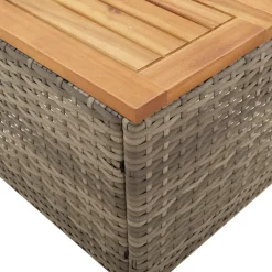 vidaXL Tuintafel 45x45x37 cm poly rattan en acaciahout grijs