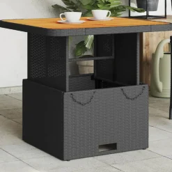 vidaXL Tuintafel 80x80x71 cm poly rattan en acaciahout zwart