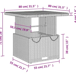 vidaXL Tuintafel 80x80x71 cm poly rattan en acaciahout zwart