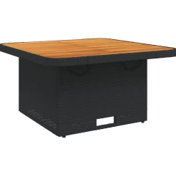 vidaXL Tuintafel 80x80x71 cm poly rattan en acaciahout zwart