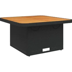 vidaXL Tuintafel 80x80x71 cm poly rattan en acaciahout zwart