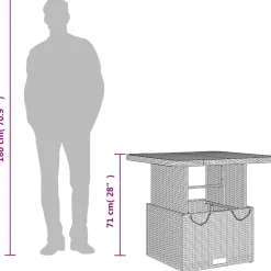 vidaXL Tuintafel 80x80x71 cm poly rattan en acaciahout zwart