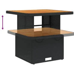 vidaXL Tuintafel 80x80x71 cm poly rattan en acaciahout zwart