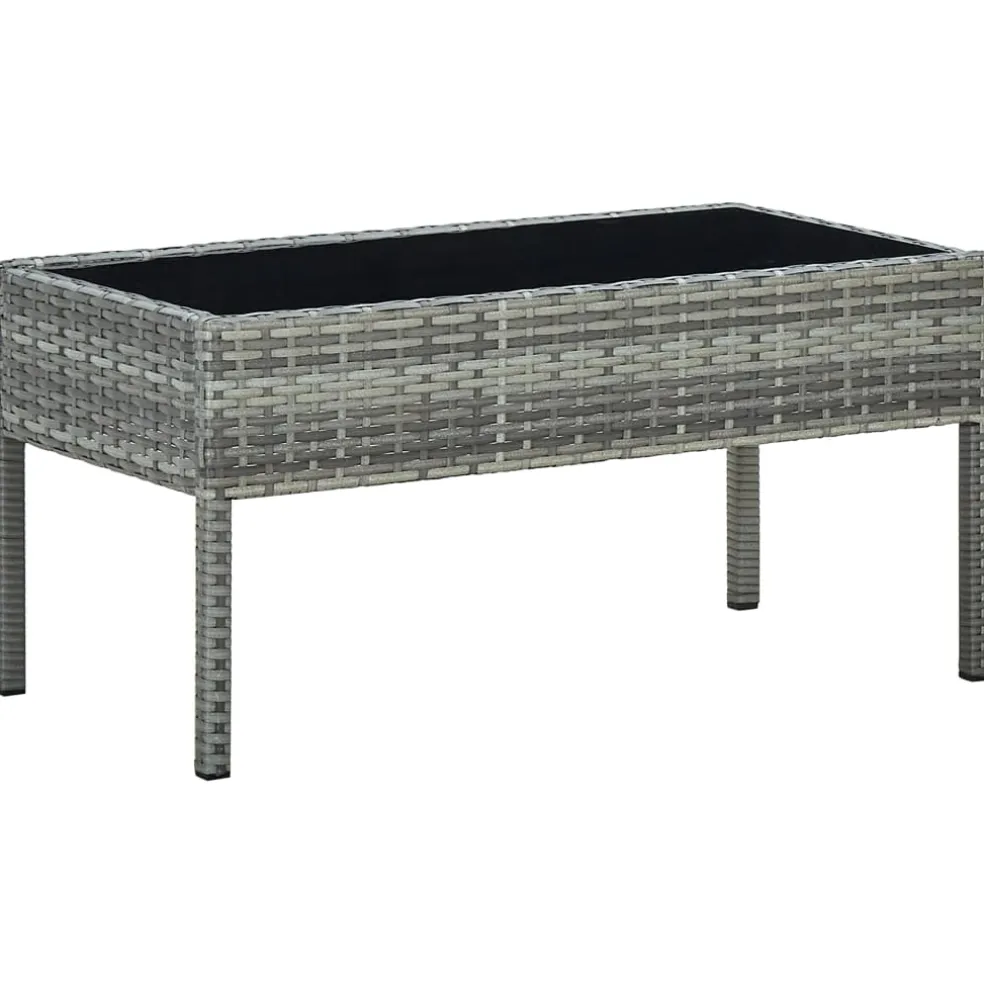 vidaXL Tuintafel 75x40x37 cm poly rattan grijs