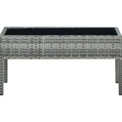 vidaXL Tuintafel 75x40x37 cm poly rattan grijs