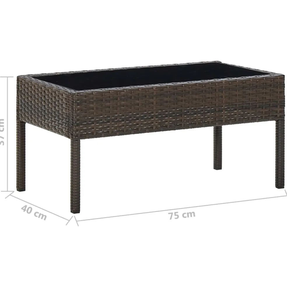 vidaXL Tuintafel 75x40x37 cm poly rattan bruin
