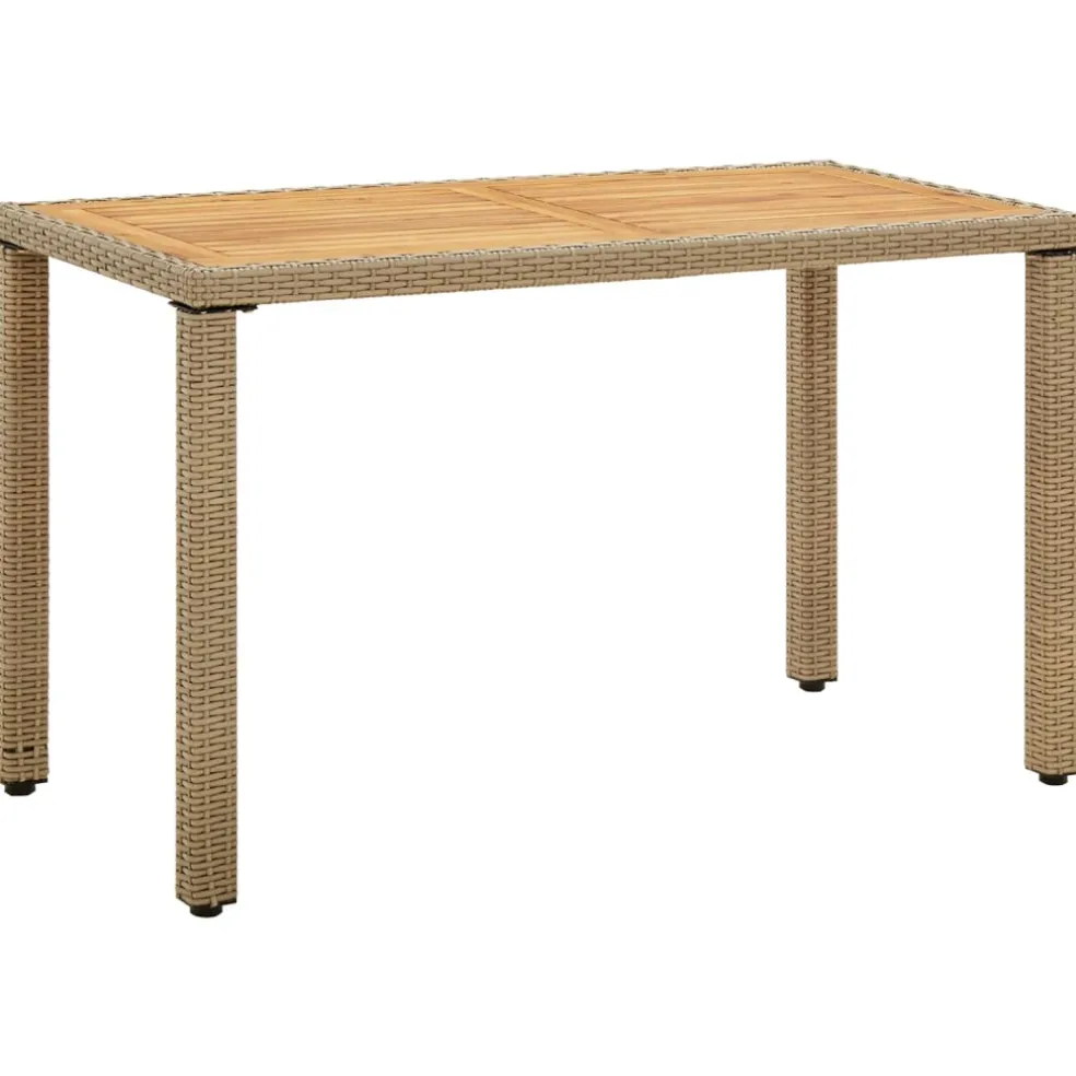 vidaXL Tuintafel 123x60x74 cm poly rattan en massief acaciahout beige