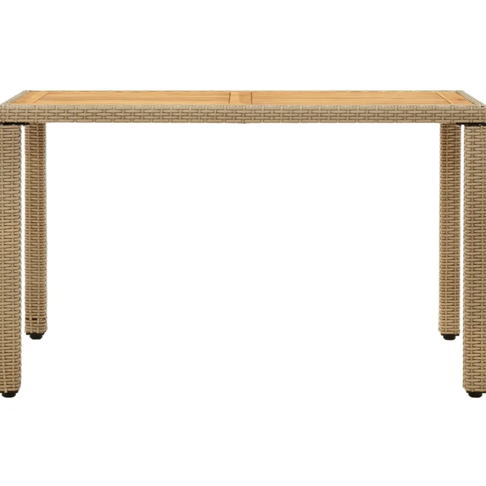 vidaXL Tuintafel 123x60x74 cm poly rattan en massief acaciahout beige