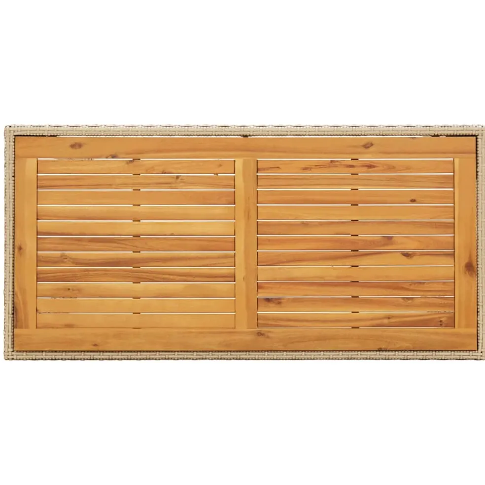 vidaXL Tuintafel 123x60x74 cm poly rattan en massief acaciahout beige