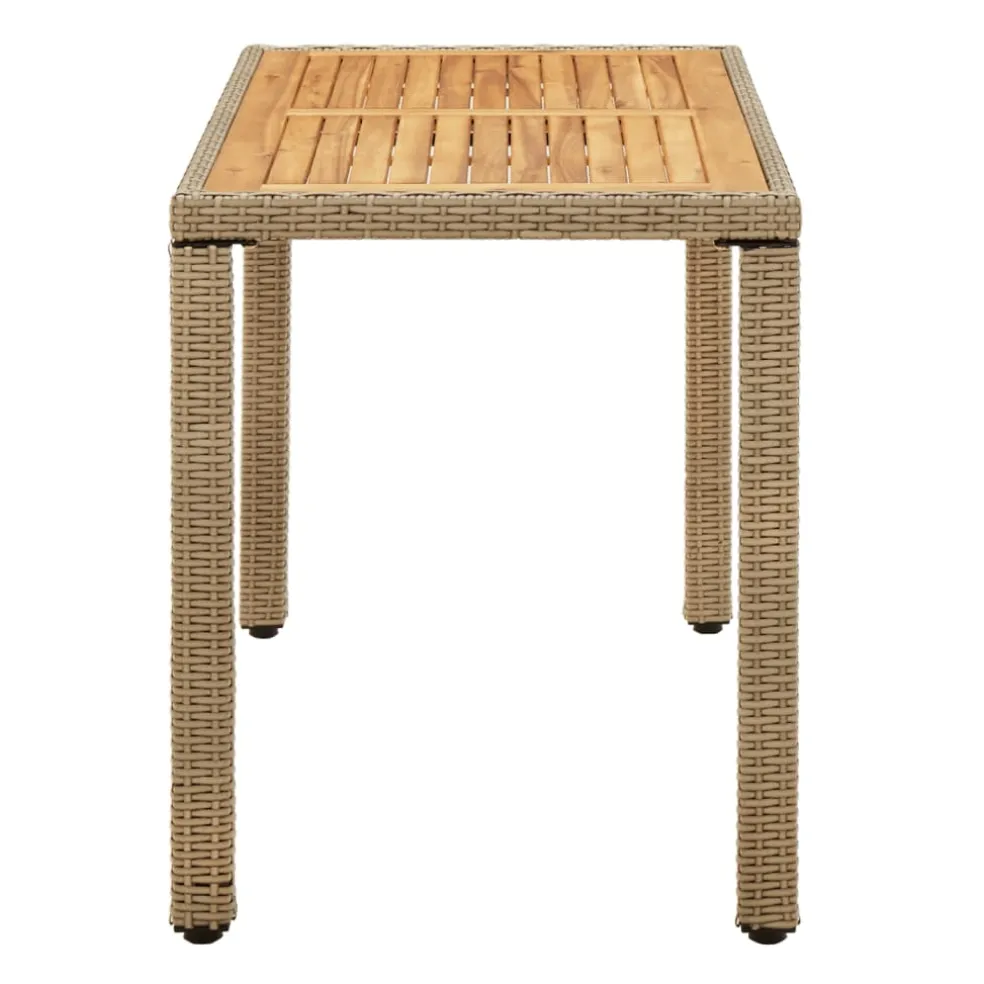 vidaXL Tuintafel 123x60x74 cm poly rattan en massief acaciahout beige