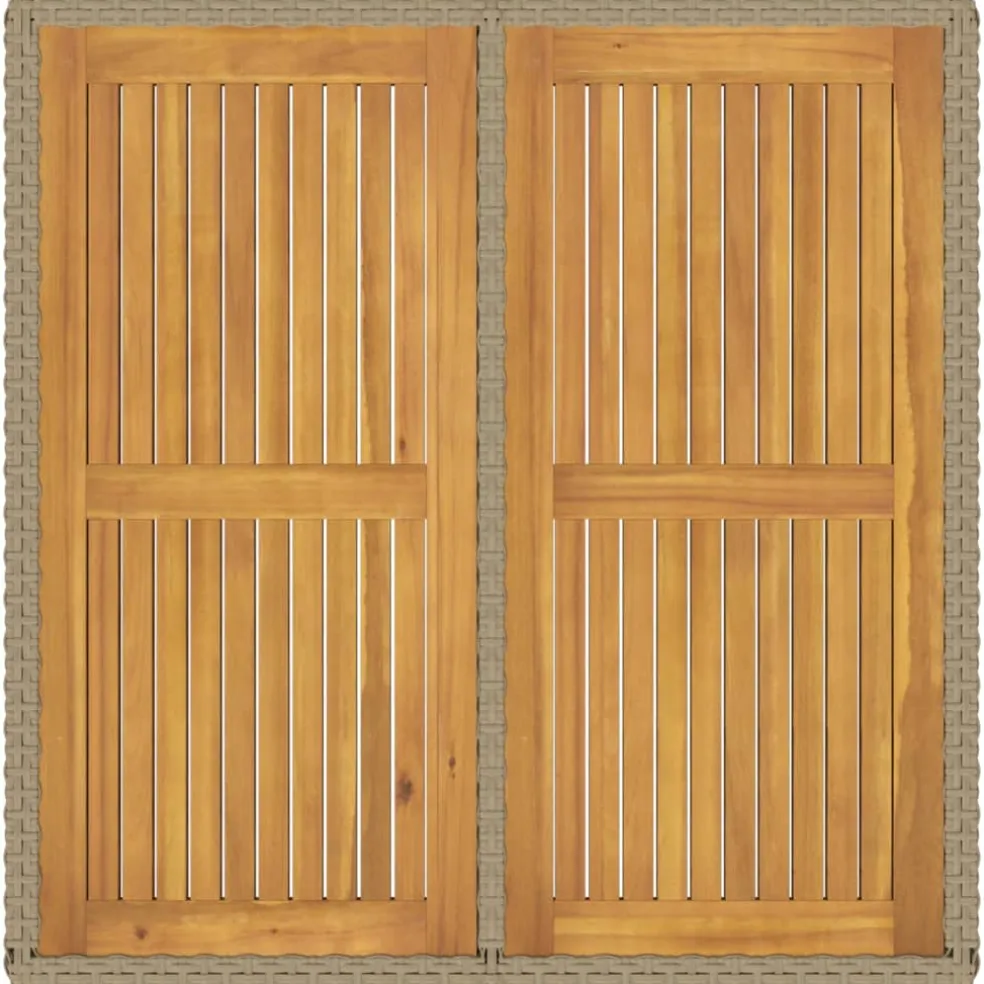 vidaXL Tuintafel 109x107x74 cm poly rattan en massief acaciahout beige