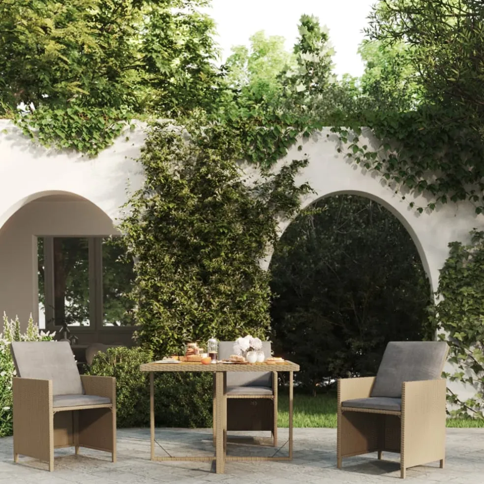 vidaXL Tuintafel 109x107x74 cm poly rattan en massief acaciahout beige
