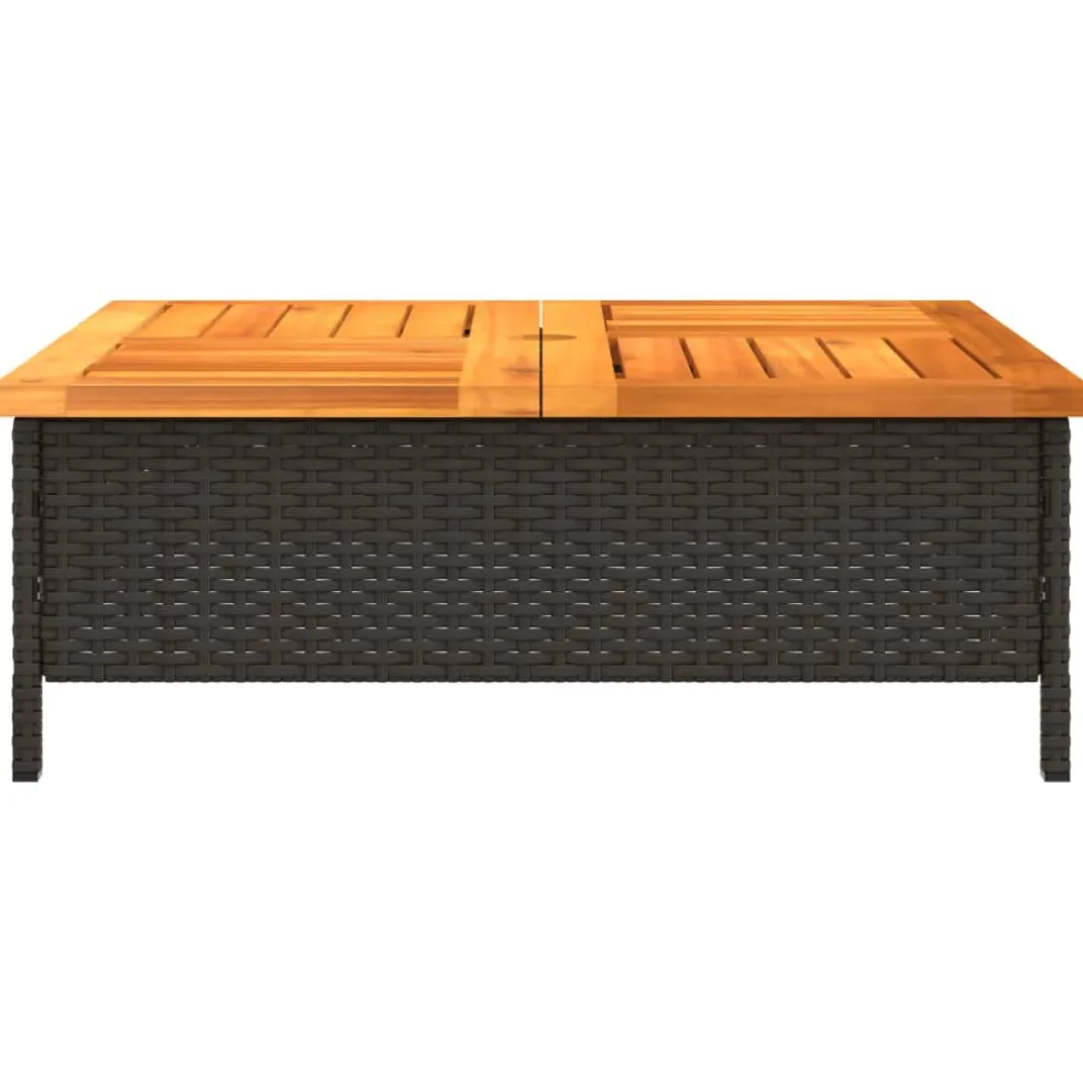 vidaXL Tuintafel 70x70x25 cm poly rattan en acaciahout zwart