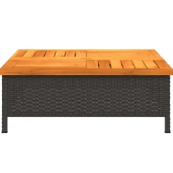 vidaXL Tuintafel 70x70x25 cm poly rattan en acaciahout zwart