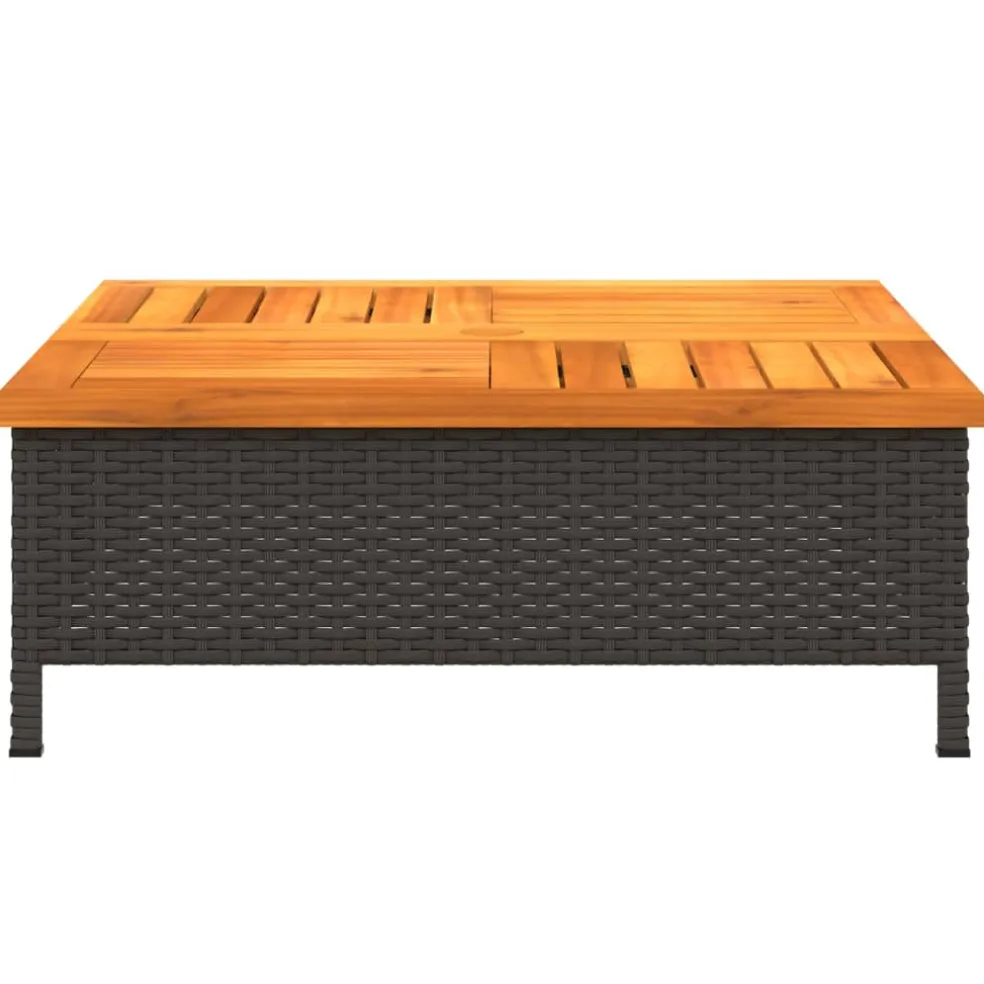 vidaXL Tuintafel 70x70x25 cm poly rattan en acaciahout zwart