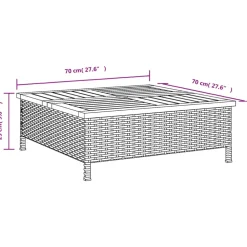 vidaXL Tuintafel 70x70x25 cm poly rattan en acaciahout zwart