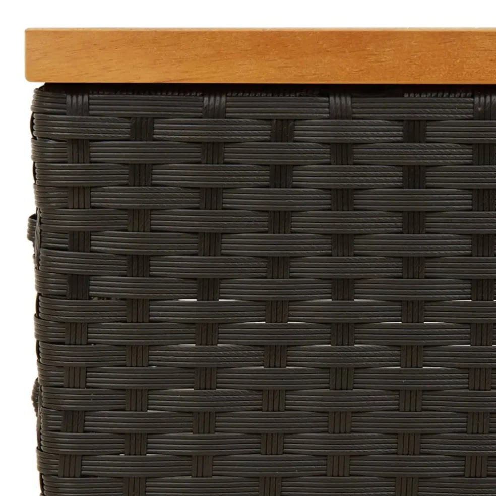 vidaXL Tuintafel 70x70x25 cm poly rattan en acaciahout zwart