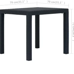 vidaXL Tuintafel 79x79x72 cm rattan-look kunststof antraciet