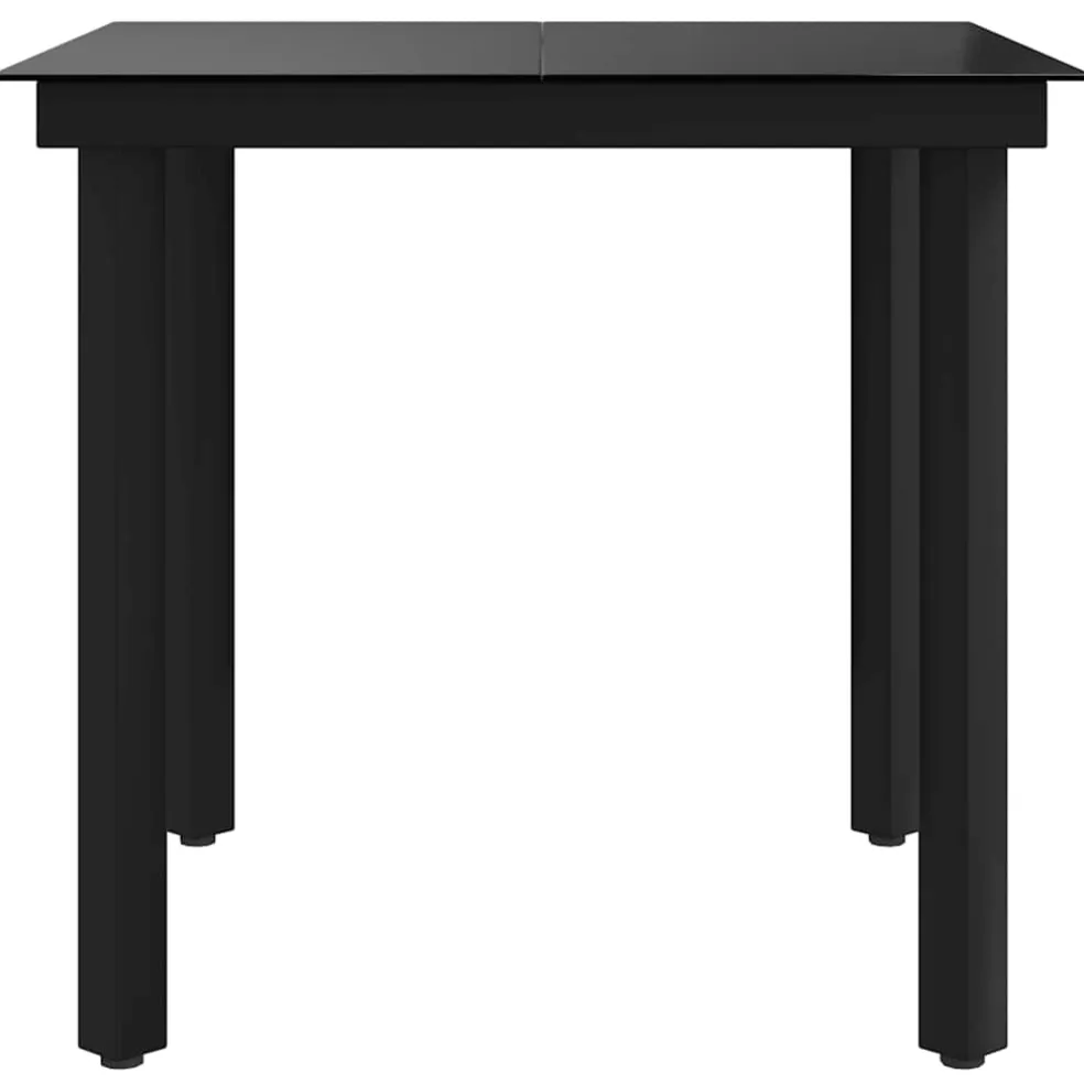 vidaXL Tuintafel 80x80x74 cm staal en glas zwart