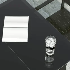 vidaXL Tuintafel 80x80x74 cm staal en glas zwart