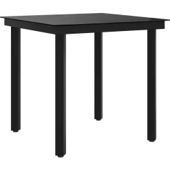 vidaXL Tuintafel 80x80x74 cm staal en glas zwart