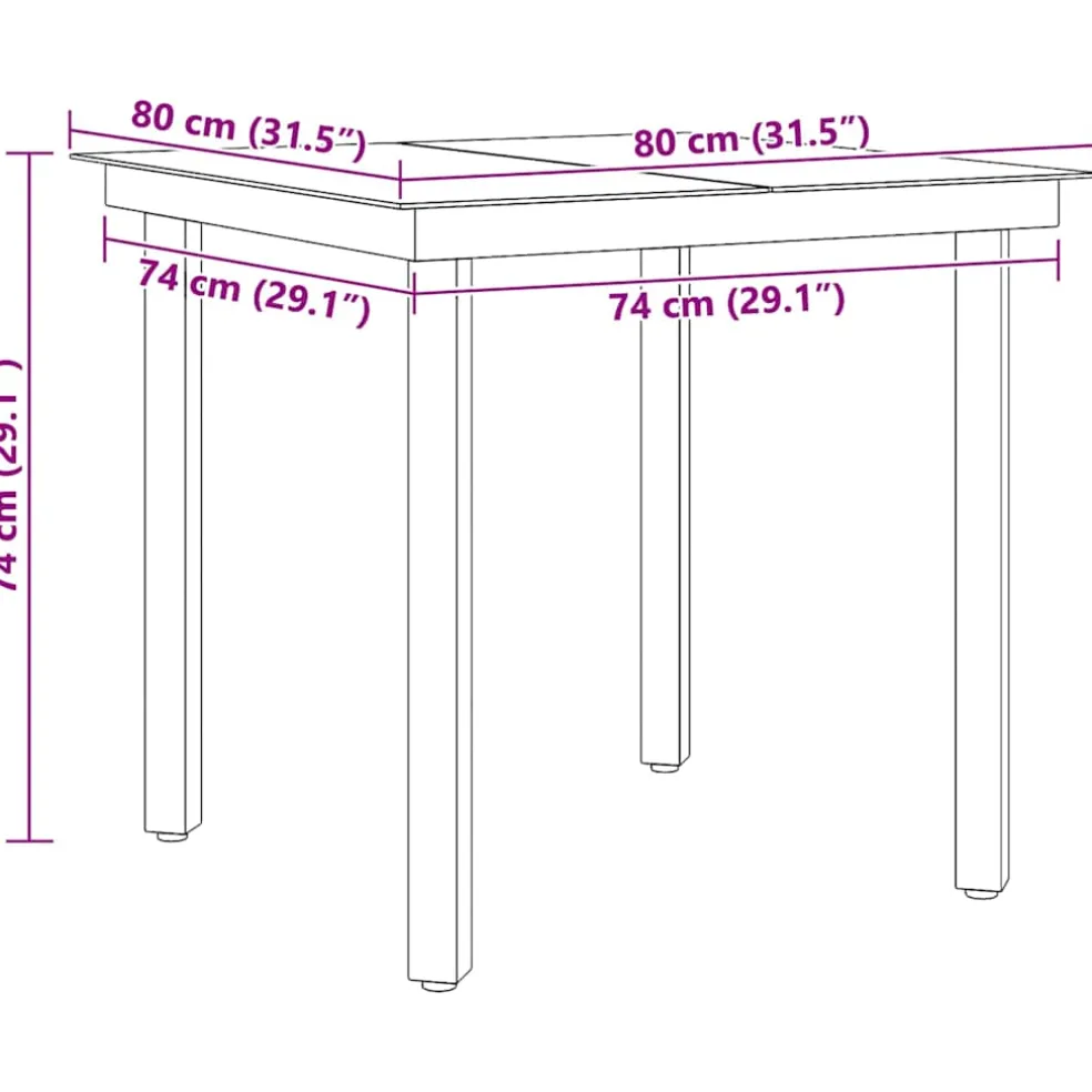 vidaXL Tuintafel 80x80x74 cm staal en glas zwart