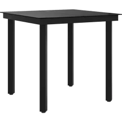 vidaXL Tuintafel 80x80x74 cm staal en glas zwart