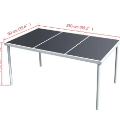 vidaXL Tuintafel 150x90x74 cm staal zwart