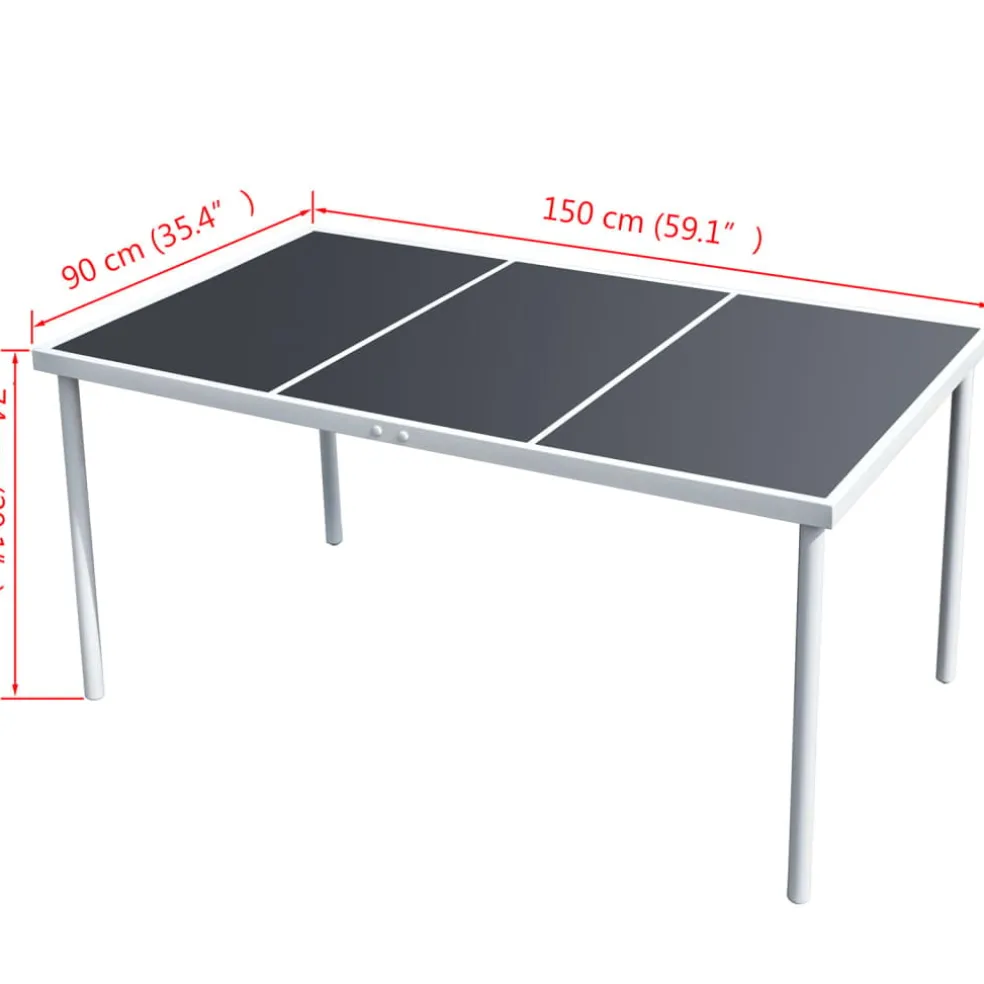 vidaXL Tuintafel 150x90x74 cm staal zwart