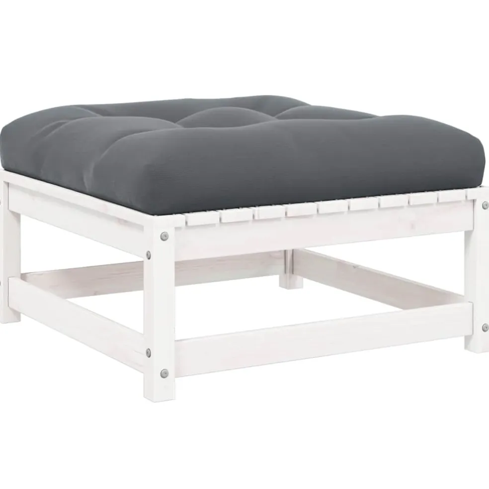 vidaXL Tuinvoetenbank met kussen massief grenenhout