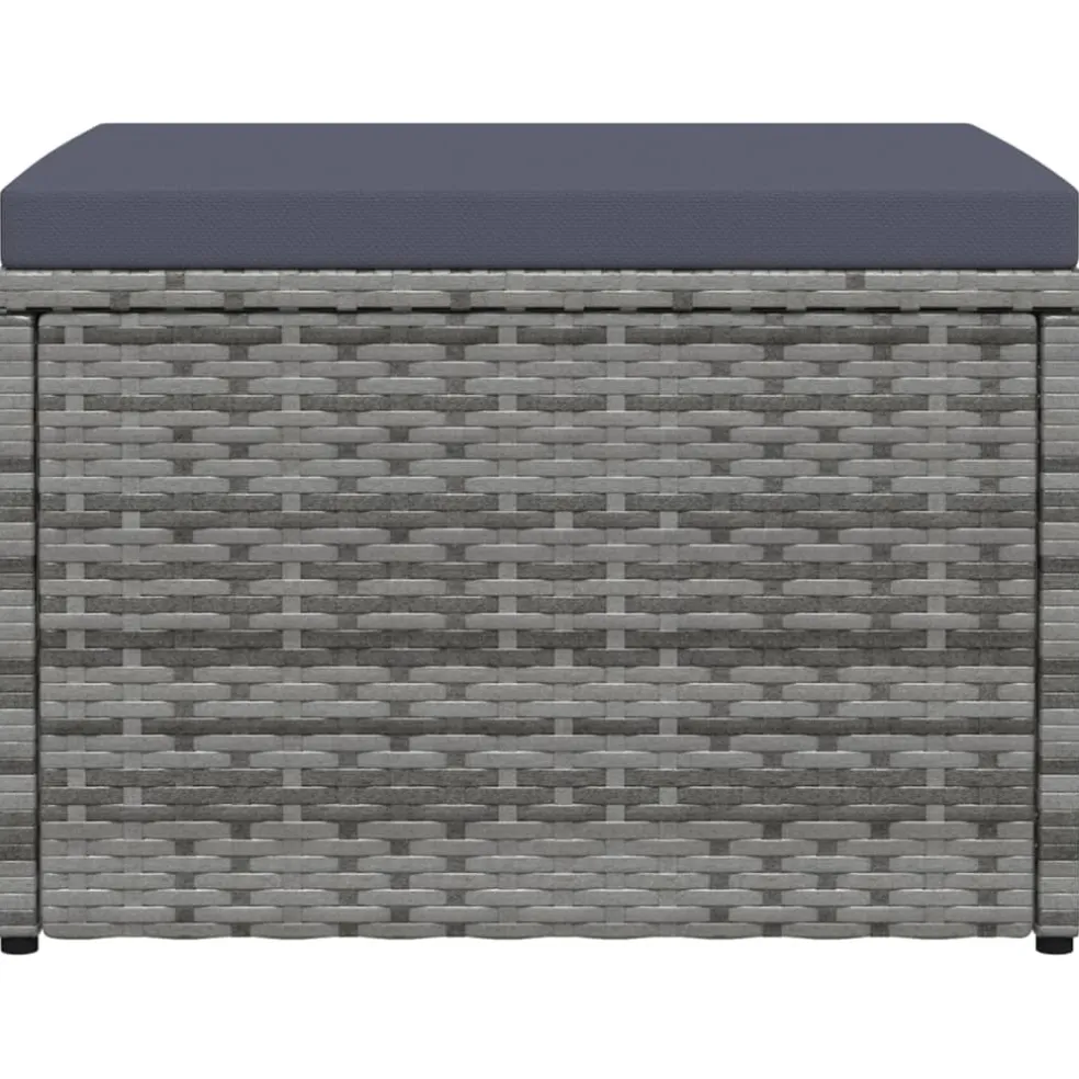 vidaXL Tuinvoetenbank met kussen poly rattan grijs