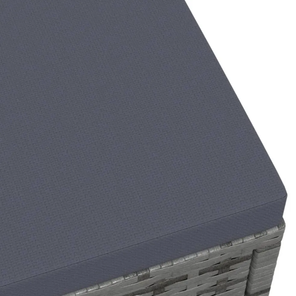 vidaXL Tuinvoetenbank met kussen poly rattan grijs