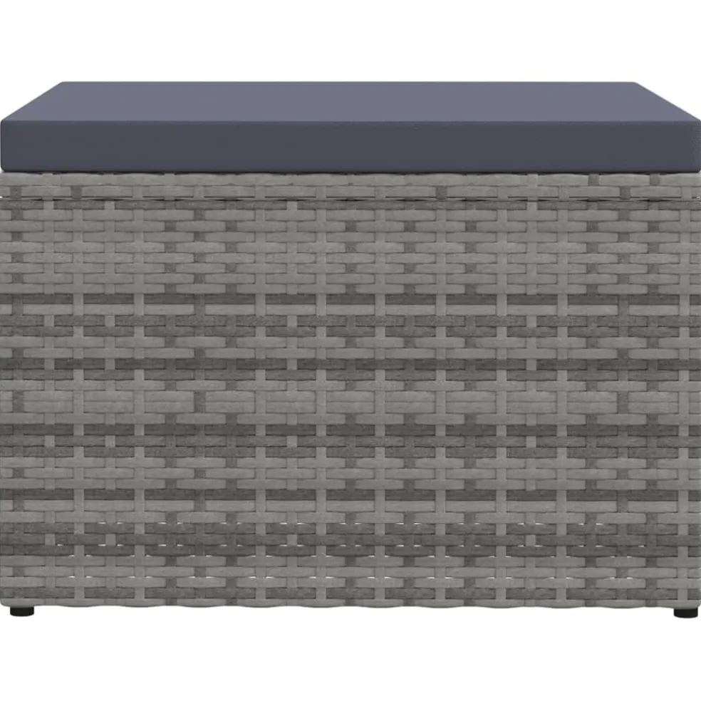 vidaXL Tuinvoetenbank met kussen poly rattan grijs