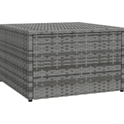vidaXL Tuinvoetenbank met kussen poly rattan grijs